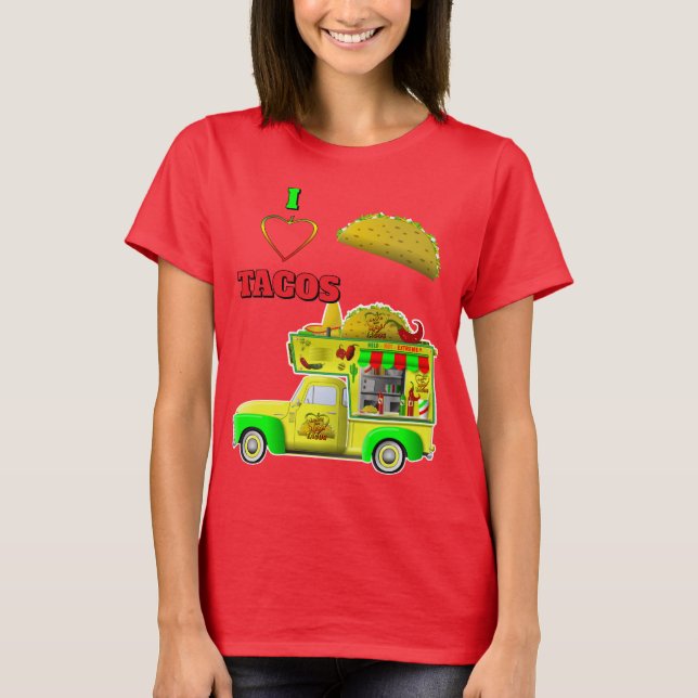 Camiseta Eu adoro Tacos Pequeno Taco Caminhão Mulheres (Frente)