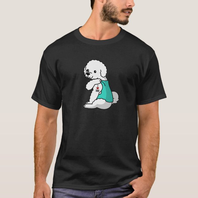 Camiseta Eu Adoro Tatuagem Pai Bichon Frise Padre Dog (Frente)