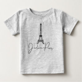 Camiseta Eu adoro Torre Eiffel Paris Fofa Cinza