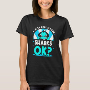 Camiseta Eu Adoro Tubarões Ok Dentes De Tubarão Animal