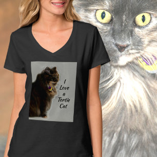 Camiseta Eu adoro uma Tortie Cat Feline Fotografia