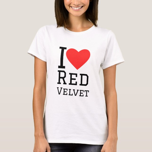 Camiseta Eu adoro veludo vermelho (Frente)