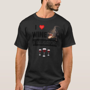 Camiseta Eu adoro vinho e jacarés repicam Bebendo engraçado
