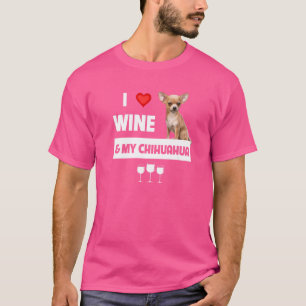 Camiseta Eu Adoro Vinho E Meu Chihuahua Pai Bebendo De Cach
