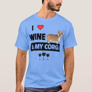 Camiseta Eu Adoro Vinho E Meu Corgi Mãe Pai Cachorro Bebend