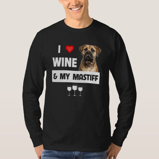 Camiseta Eu Adoro Vinho E Minha Maçã Mãe Pai Bullmastiff Do (Frente)