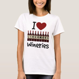 Camiseta Eu adoro vitrines, frascos de coração e vinho