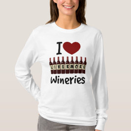 Camiseta Eu adoro vitrines, frascos de coração e vinho