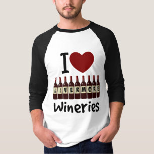 Camiseta Eu adoro vitrines, frascos de coração e vinho