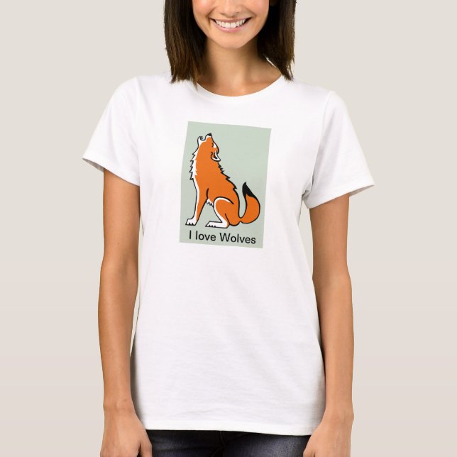 Camiseta Eu adoro WOLVES - Imagem animal ameaçada (Frente)