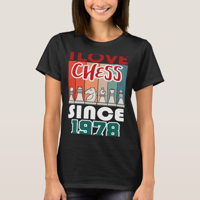 Camiseta Eu adoro xadrez desde 1978 (Frente)