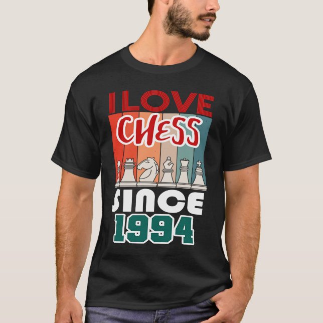 Camiseta Eu adoro xadrez desde 1994 (Frente)