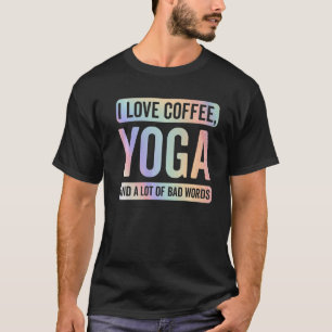 Camiseta Eu Adoro Yoga Café E Más Palavras Dizendo Ioga Eng