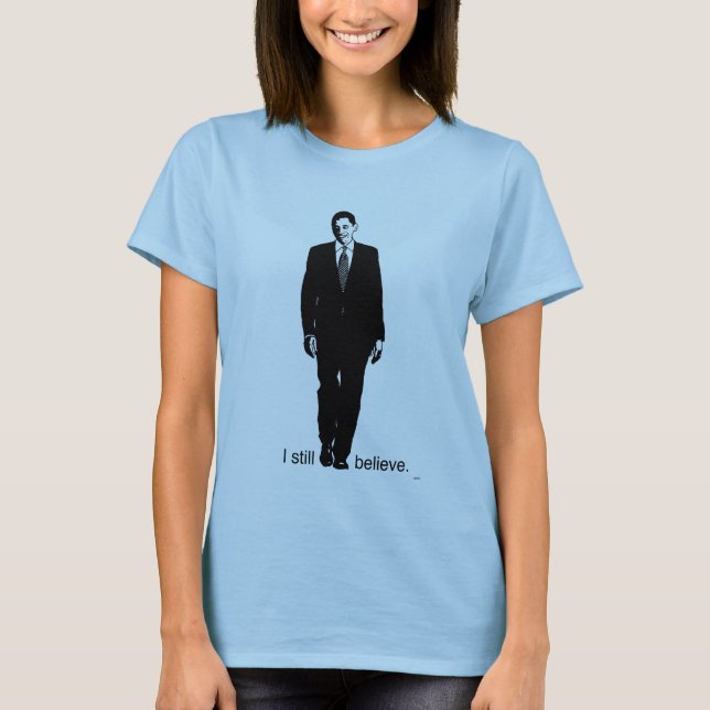 Camiseta Eu ainda acredito Barack Obama - boneca das (Frente)