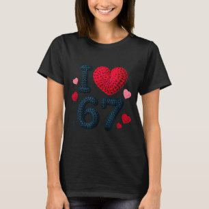 Camiseta Eu Amo 67 Cute Cozy 67 Padrão de Fio de Tricô 67 M