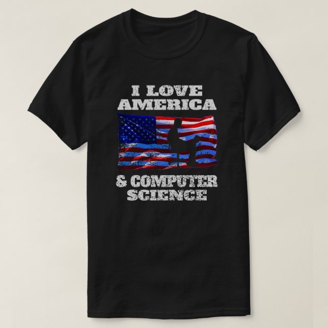 Camiseta Eu Amo A América E A Ciência Da Computação (Frente do Design)