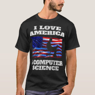 Camiseta Eu Amo A América E A Ciência Da Computação Clássic