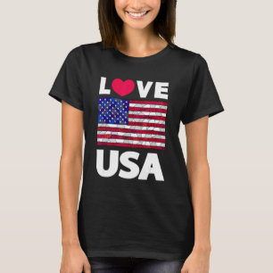 Camiseta Eu Amo A América Sinalizador Americano Ilustração 