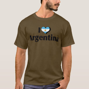 Camiseta Eu amo a bandeira da Argentina