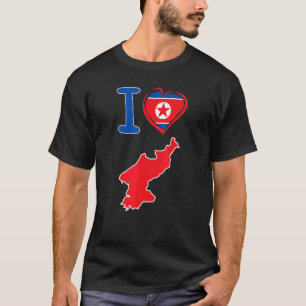 Camiseta Eu amo a bandeira da Coreia do Norte na forma de h