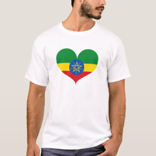 Camiseta Eu amo a bandeira da Etiópia