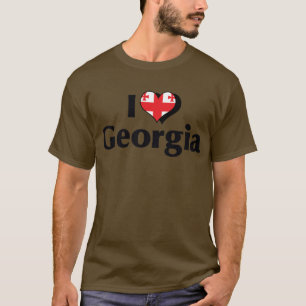 Camiseta Eu Amo a Bandeira da Geórgia