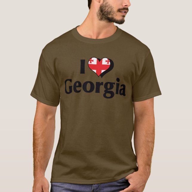 Camiseta Eu Amo a Bandeira da Geórgia (Frente)