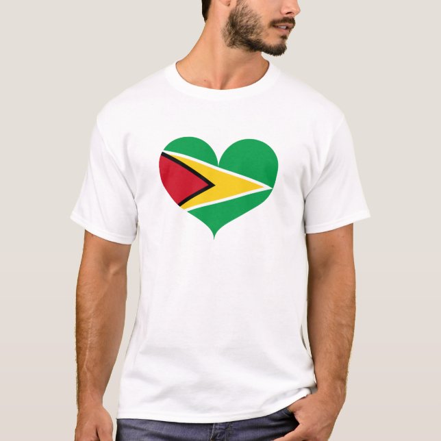 Camiseta Eu Amo A Bandeira Da Guiana (Frente)
