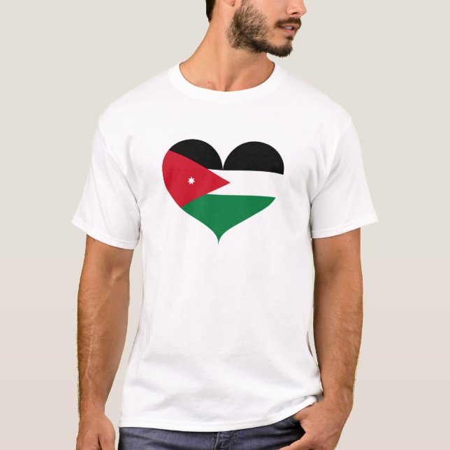 Camiseta Eu Amo a Bandeira da Jordânia (Frente)