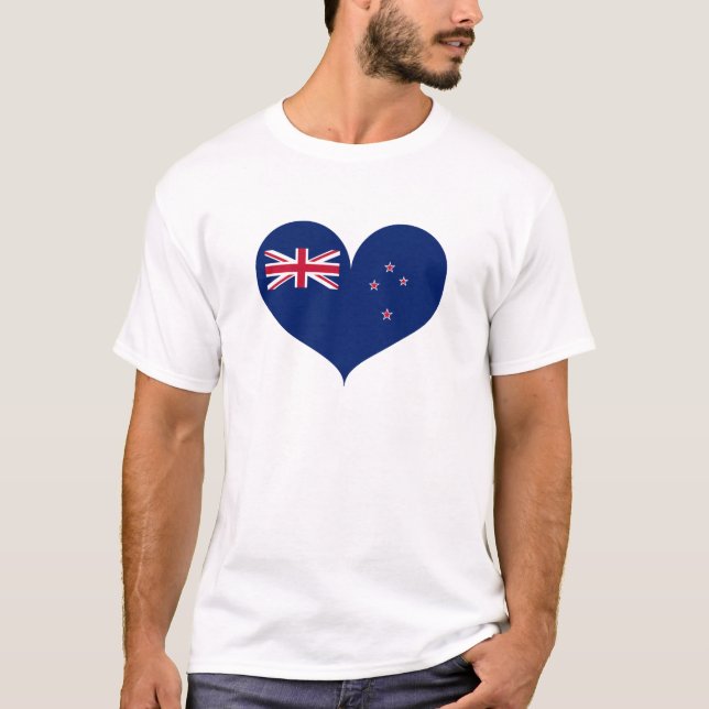 Camiseta Eu amo a bandeira da Nova Zelândia (Frente)