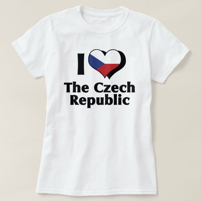 Camiseta Eu Amo a Bandeira da República Tcheca (Frente do Design)