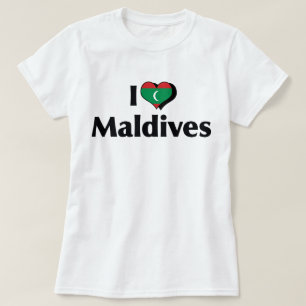 Camiseta Eu Amo a Bandeira das Maldivas