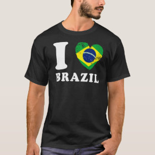 Camiseta Eu Amo a Bandeira do Coração Brasil
