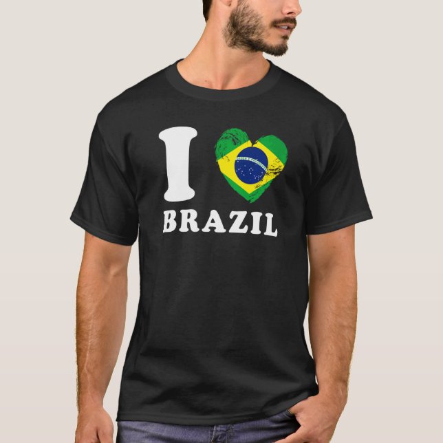 Camiseta Eu Amo a Bandeira do Coração Brasil (Frente)