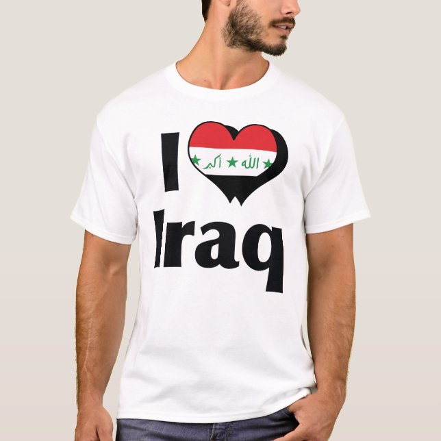 Camiseta Eu Amo a Bandeira do Iraque (Frente)