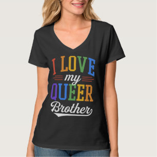 Camiseta Eu Amo a Bandeira do Orgulho Gay do Meu Irmão Quee