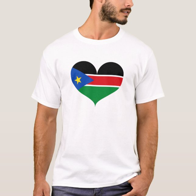 Camiseta Eu amo a bandeira do Sudão do Sul (Frente)