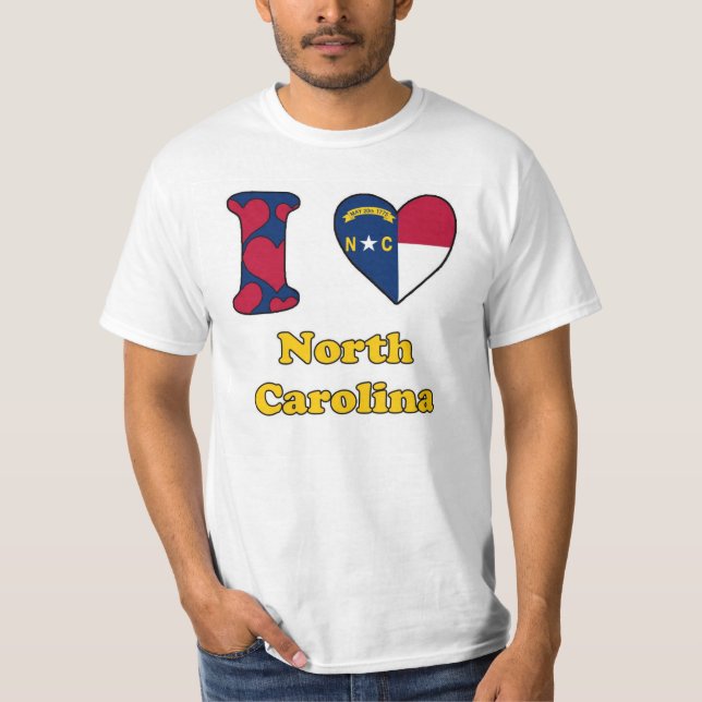 Camiseta Eu amo a Carolina do Norte (Frente)