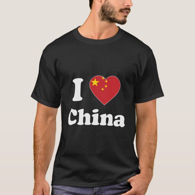 Camiseta Eu amo a China, coração a China, chinês (Frente)