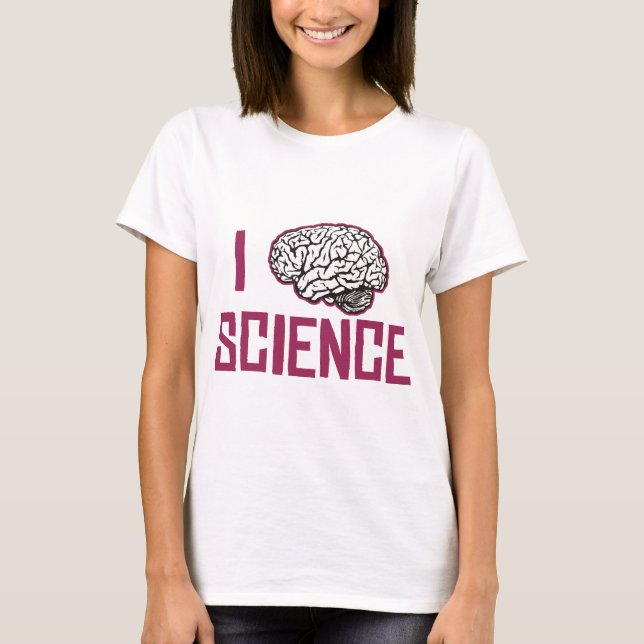 Camiseta Eu amo a ciência (o cérebro) (Frente)