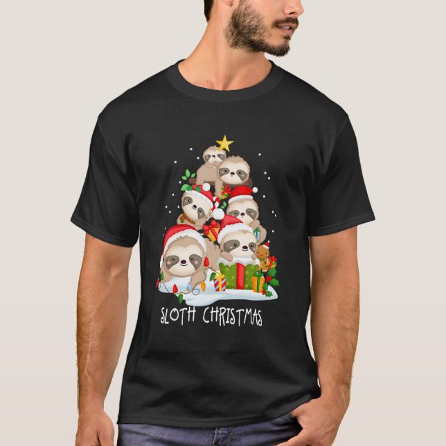 Camiseta Eu Amo A Comemoração Sloth Tree Slothmas Xmas (Frente)