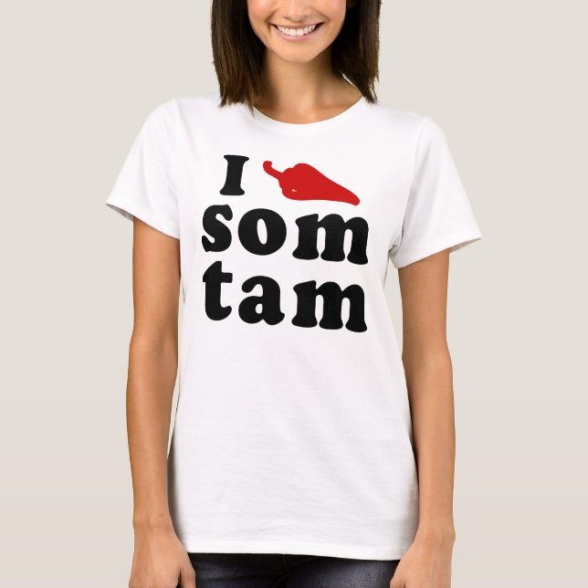 Camiseta Eu amo a comida tailandesa de Isaan do ❤ de Tam do (Frente)