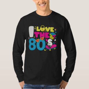 Camiseta Eu Amo A Cor Do Coração Dos Anos 80 Festa Retro Vi