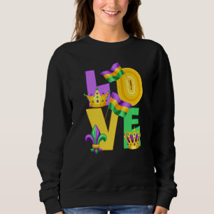 Camiseta Eu amo a Coroa de Bandeiras do Mardi Gras Fleur de