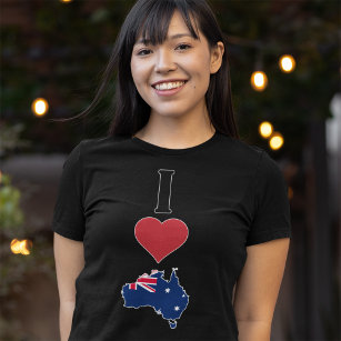Camiseta Eu Amo A Diversão Austrália I Heart Australian Fla