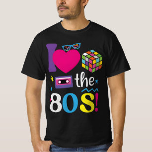 Camiseta Eu Amo a Estética Retro Vintage dos Anos 80 Neon C