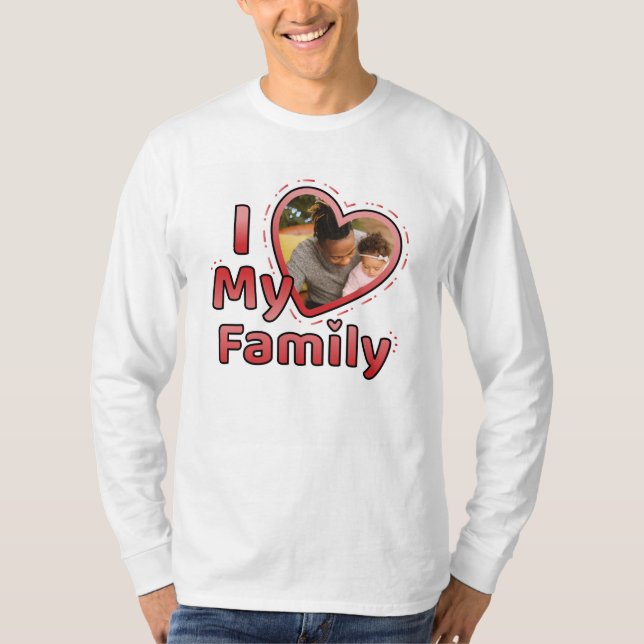 Camiseta Eu Amo A Foto Personalizada Da Minha Família (Frente)