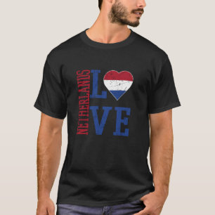 Camiseta Eu Amo a Holanda Com a Bandeira Destruída da Holan