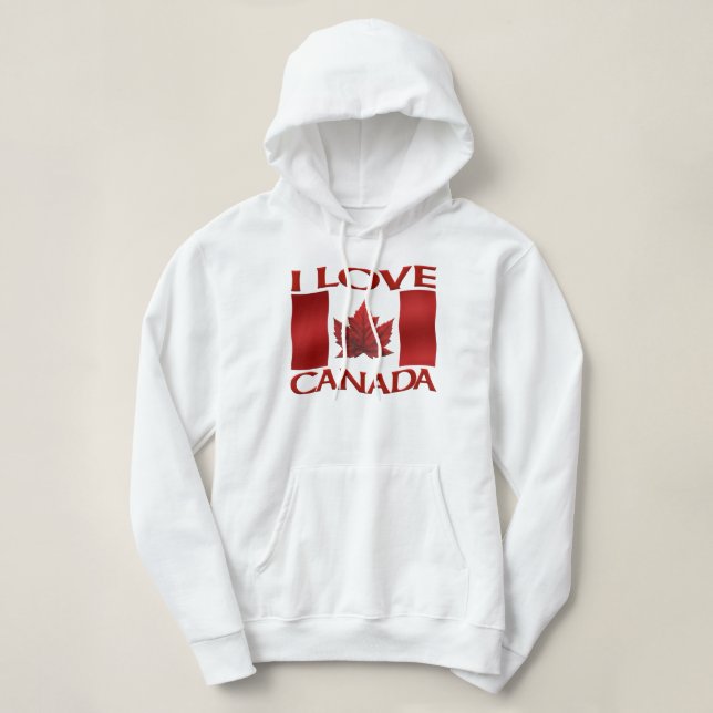 Camiseta Eu amo a Jaqueta de Hoodie Canada Women's Canada (Frente do Design)