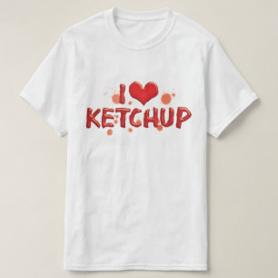 Camiseta Eu amo a ketchup do coração - amante do ketchup